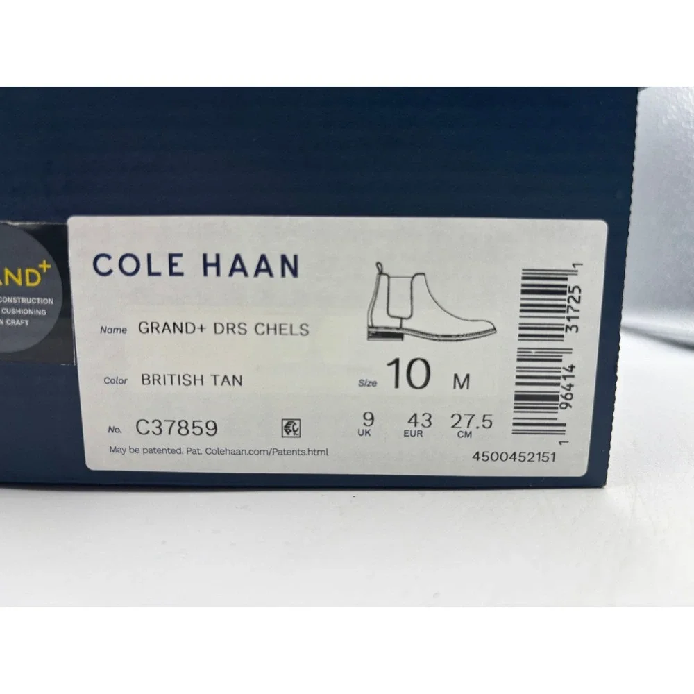 Cole Haan Grand+ Dress Chelsea Mens Leather Boots 10 British Tan C37859